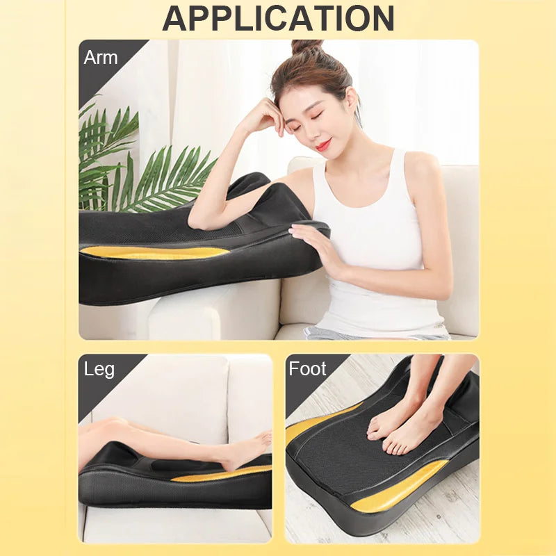 Premium Shiatsu Neck and Back Massager Pillow – Electric Cushion with Infrared Heat, Deep Tissue Kneading, 3 Adjustable Gears