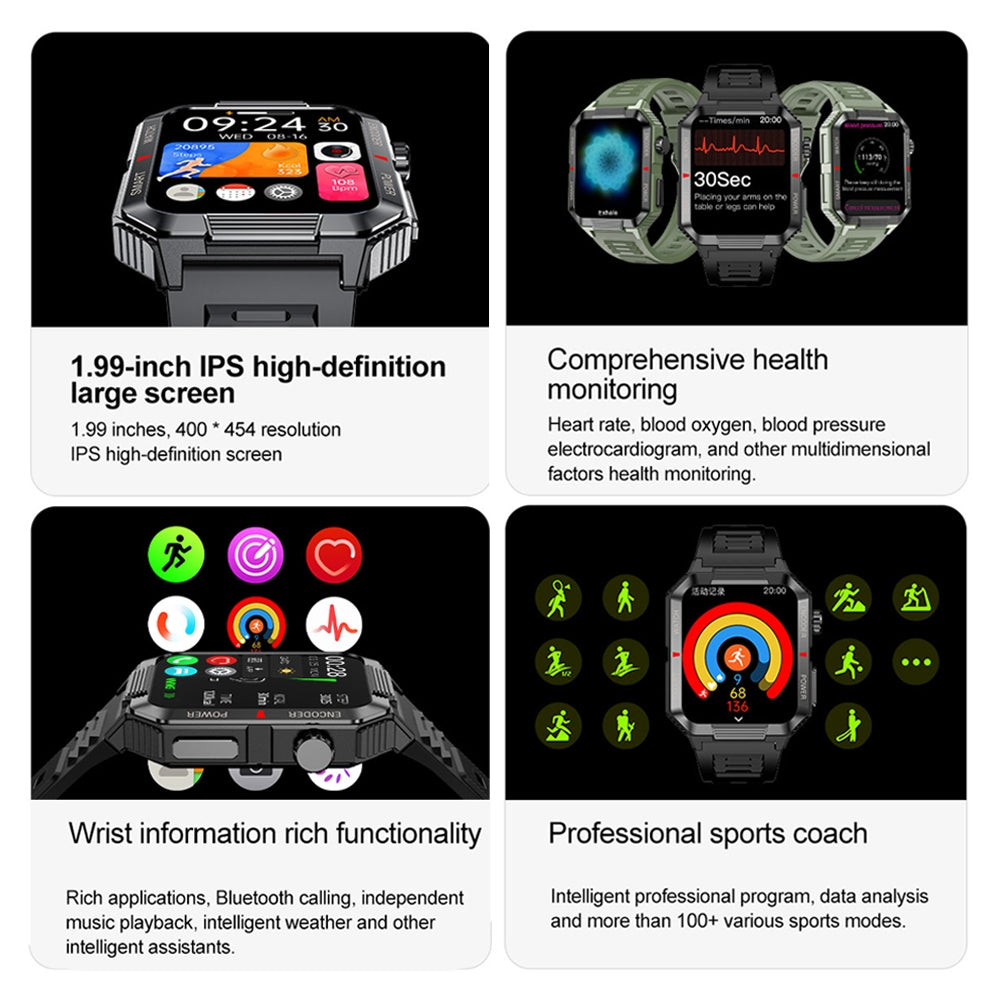 Luxury NFC GPS Smartwatch – 1.99" AMOLED Screen with Bluetooth Calling, 120+ Sports Modes, Weather Data, and Waterproof