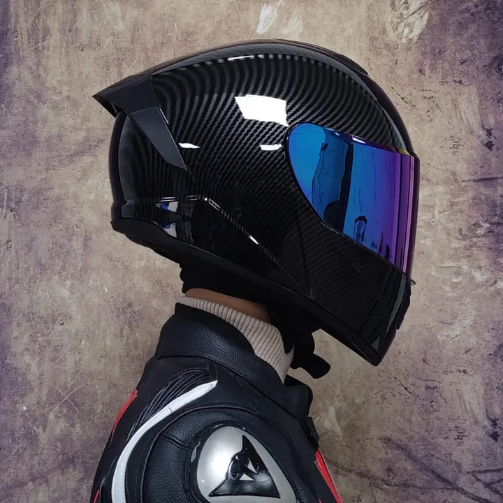 Premium Full Face Racing Motorcycle Helmet – Winter Warm Double Visor, Motorbike Sports Helmet, Adjustable Ventilation