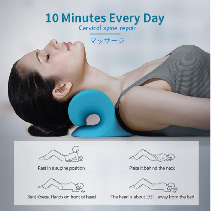 Premium Neck Support Pillow – Chiropractic Relaxer & Shoulder Traction Stretcher – Therapeutic Cervical Spine Alignment 