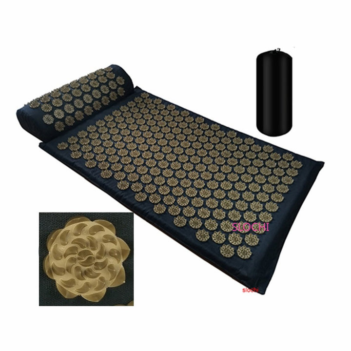 Premium Akupressur-Massagematte – Stressabbau & Rückenschmerzlinderung – Yogamatte mit Spitzen, Kissen & tragbarem Design für Entspannung und Akupunkturtherapie