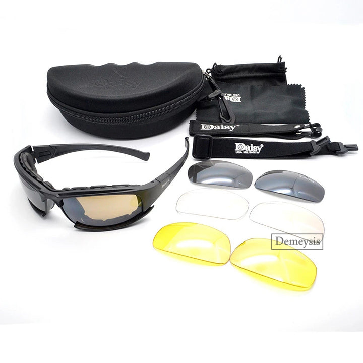 Premium Tactical Polarized Sport Glasses – UV Protection, Anti-Glare, 4 Lens Options for Shooting, Airsoft, Hunting, Hiking