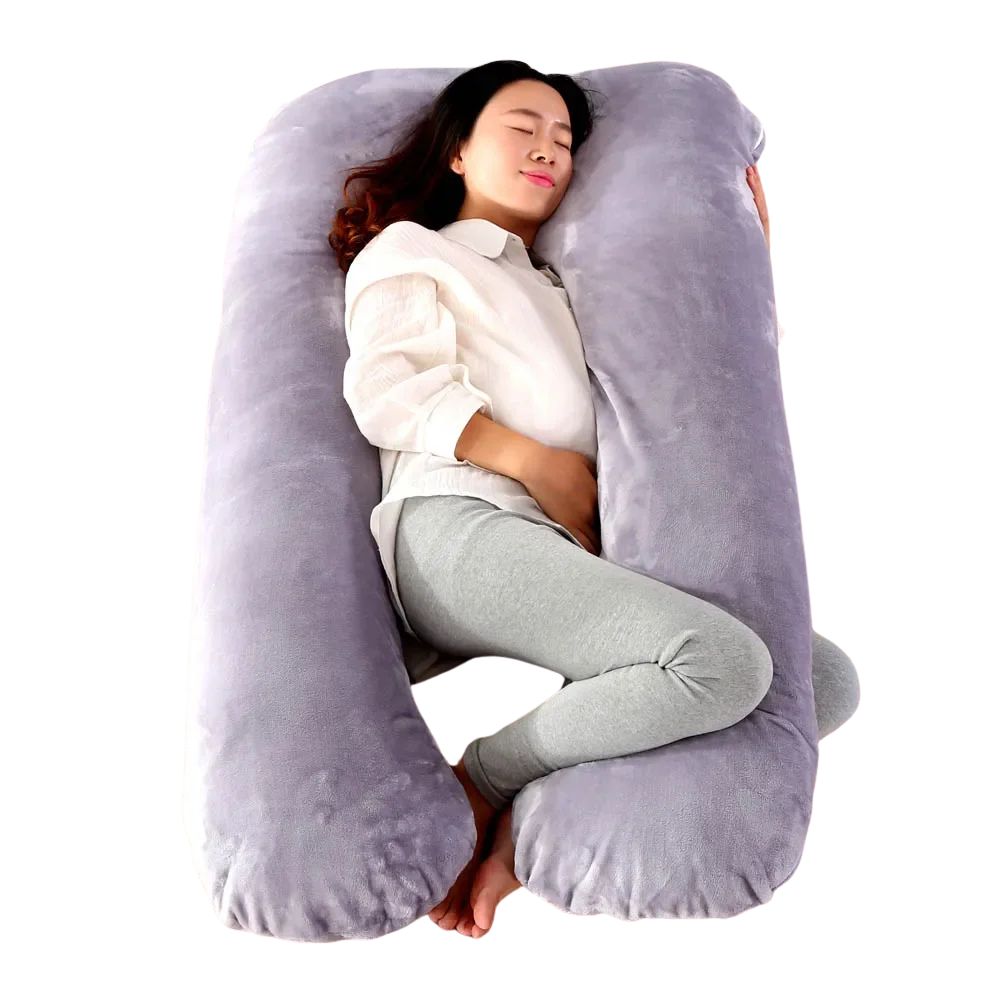 Premium Soft Fleece Pregnant Pillow – U-Type Lumbar Support Cushion for Pregnancy – Multi-Function Side Protection Pillow for
