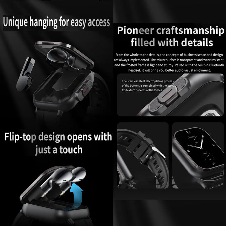High Quality GPS Smartwatch with 2-in-1 TWS Earbuds – Bluetooth Call, Heart Rate, Blood Pressure & Health Monitoring, 