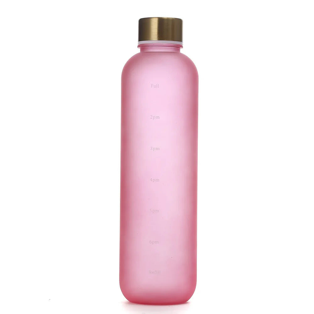 Premium 1L Motivational Water Bottle with Time Marker - BPA-Free, Leakproof Frosted Plastic, 32oz Reusable Sports and Fitness