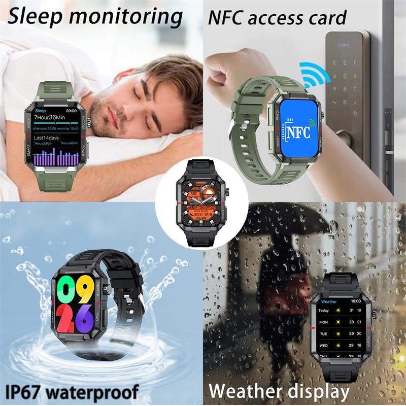 Luxury NFC GPS Smartwatch – 1.99" AMOLED Screen with Bluetooth Calling, 120+ Sports Modes, Weather Data, and Waterproof
