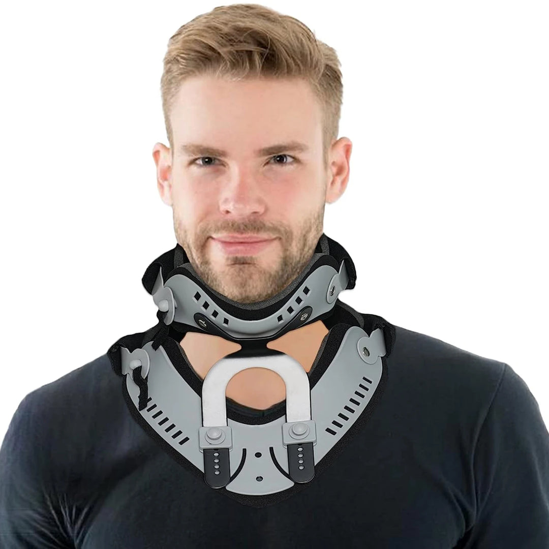 Premium Adjustable Neck Brace Support Orthosis for Pain Relief, Ergonomic Cervical Collar with 360° Sponge Wrap and Traction 