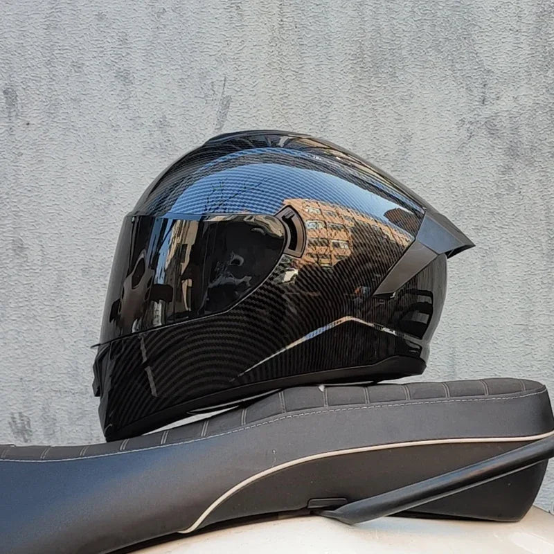 Premium Full Face Racing Motorcycle Helmet – Winter Warm Double Visor, Motorbike Sports Helmet, Adjustable Ventilation