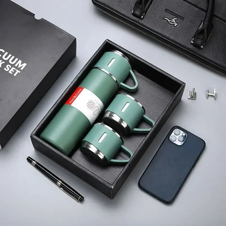 Luxury Stainless Steel Vacuum Flask 500ml - Shimmering Business Style Thermos Bottle, Insulated Hot & Cold Coffee Mug with 