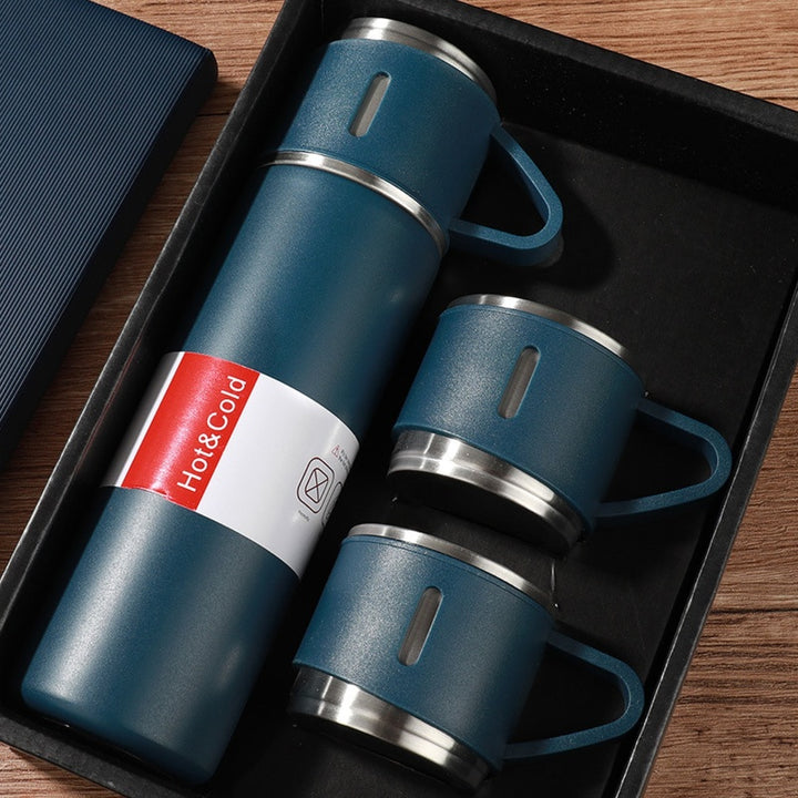 Luxury Stainless Steel Vacuum Flask 500ml - Shimmering Business Style Thermos Bottle, Insulated Hot & Cold Coffee Mug with Portable Carafe, Perfect for Office, Travel, Sports, and Gift Giving