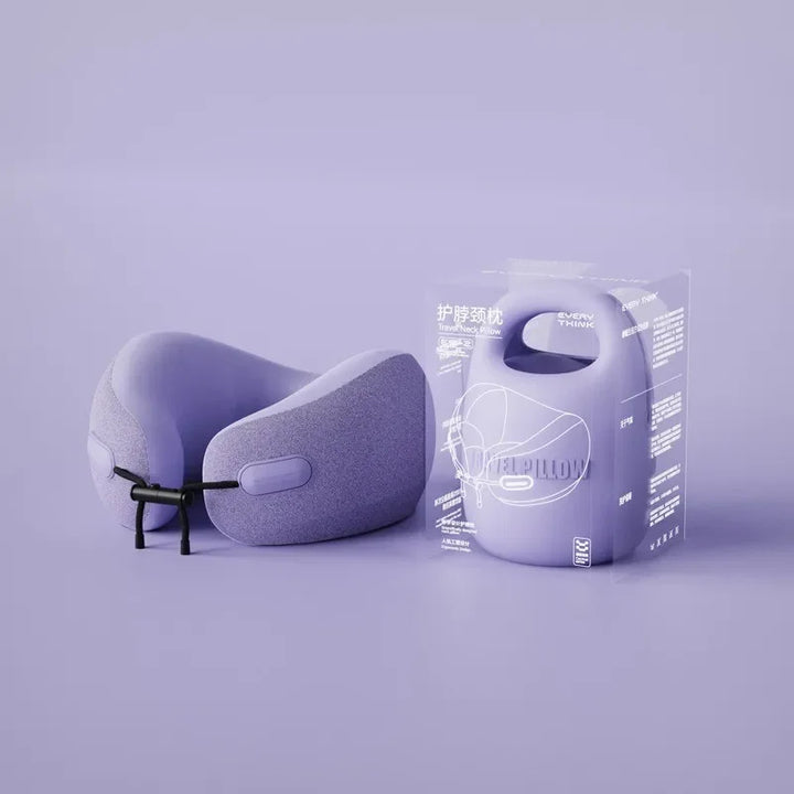 Premium U-Shaped Travel Neck Pillow – Noise Cancelling Memory Foam – Breathable Skin-Friendly Fabric – Detachable Earmuffs
