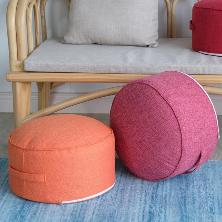 Premium Round High-Strength Sponge Seat Cushion – Comfortable Tatami Meditation & Yoga Pad – Removable Linen Cove