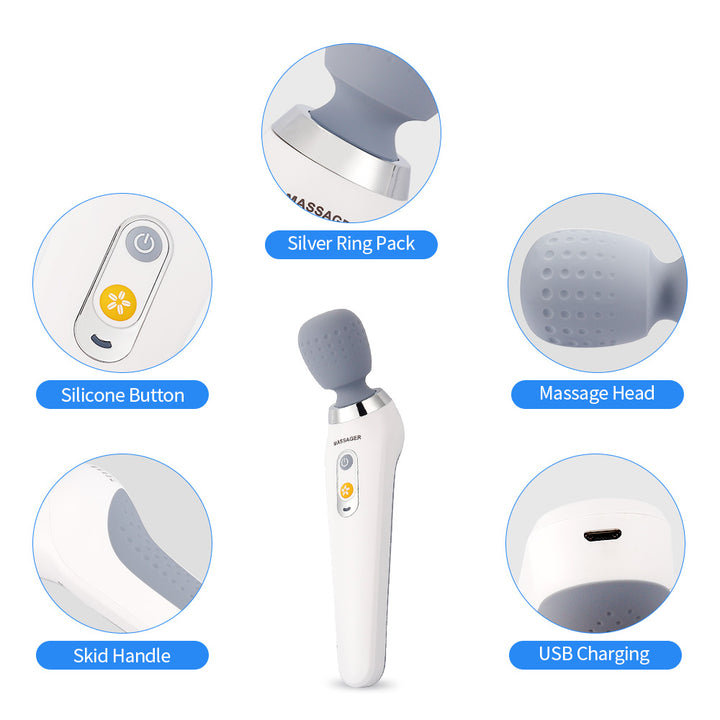 Premium USB Handheld Electric Wand Massager - High Frequency Vibration Deep Tissue Massage Machine for Body, Neck, and Back Pain Relief