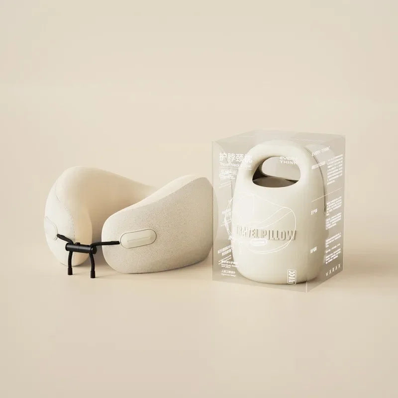 Premium U-Shaped Travel Neck Pillow – Noise Cancelling Memory Foam – Breathable Skin-Friendly Fabric – Detachable Earmuffs