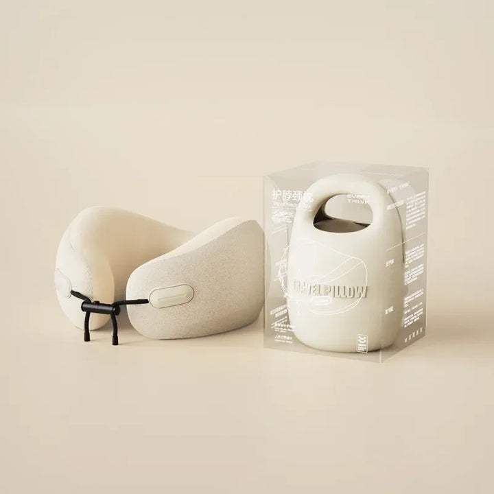 Premium U-Shaped Travel Neck Pillow – Noise Cancelling Memory Foam – Breathable Skin-Friendly Fabric – Detachable Earmuffs