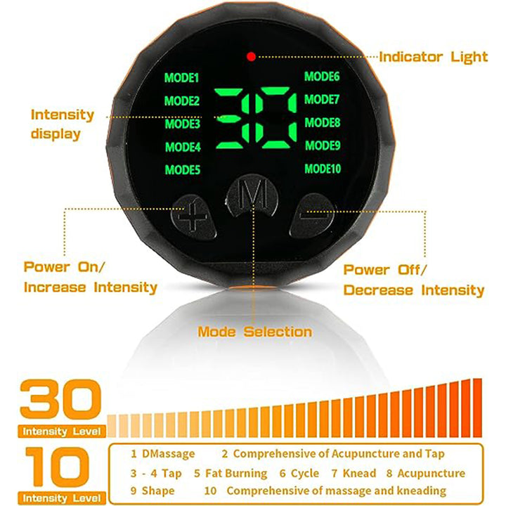 Premium ABS Muscle Stimulator EMS Abdominal Trainer – USB Rechargeable Vibration Fitness Belt for Home Gym, 10 Modes, 30 