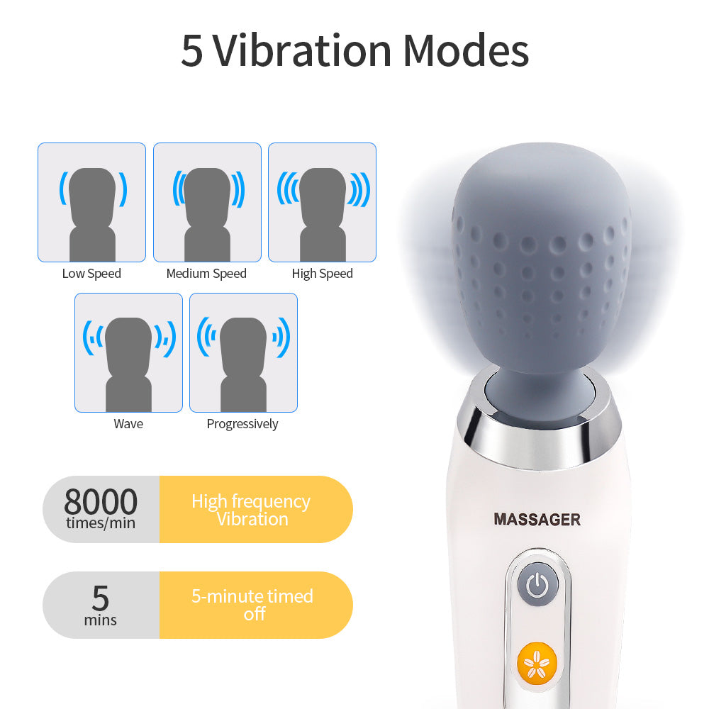 Premium USB Handheld Electric Wand Massager - High Frequency Vibration Deep Tissue Massage Machine for Body, Neck, and Back Pain Relief