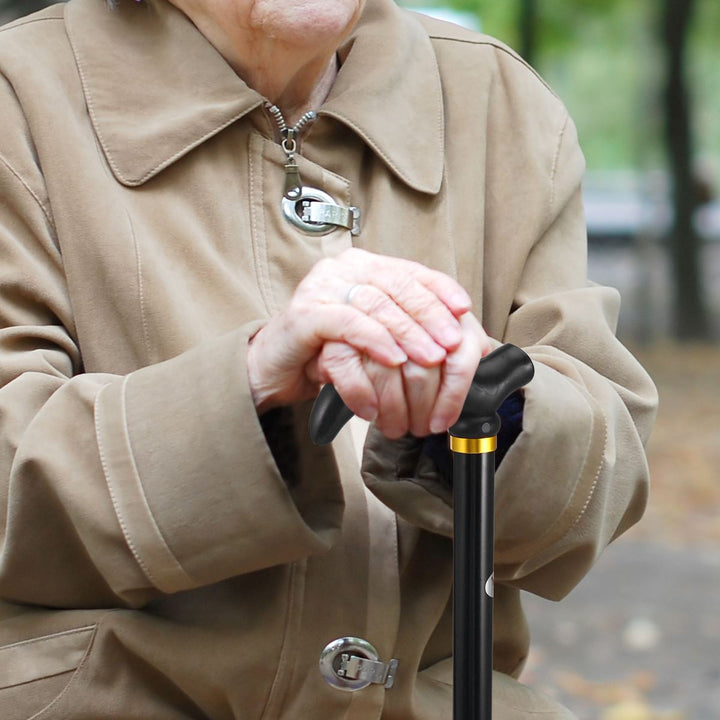 Premium Adjustable Walking Stick Cane – 2-Section Anti-Skid, Anti-Shock Crutch for Seniors, Lightweight Aluminum Alloy, Non-Slip Rubber Base, Adjustable Height 75-90cm for Hiking and Daily Support