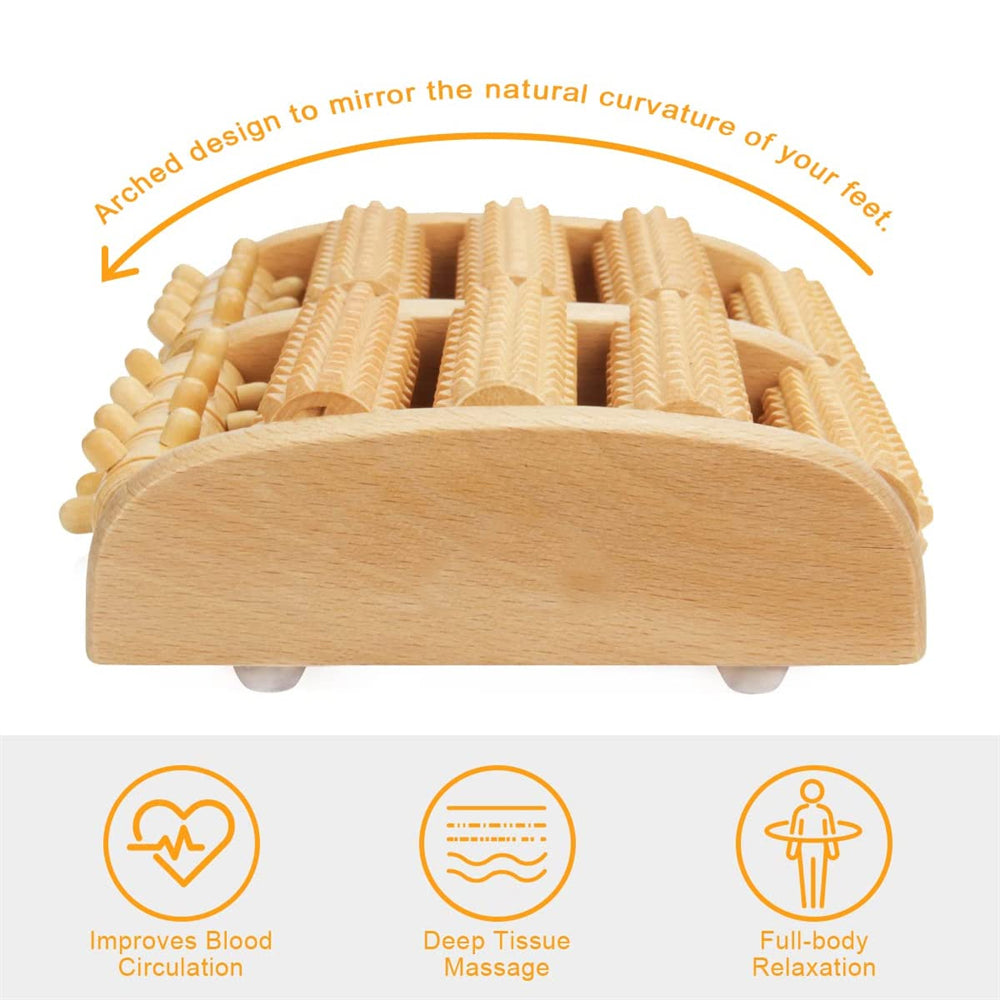 Premium Wooden Foot Massager Roller - Reflexology Tool for Muscle Relaxation, Pain Relief, Spa Gift for Anxiety, Insomnia, 