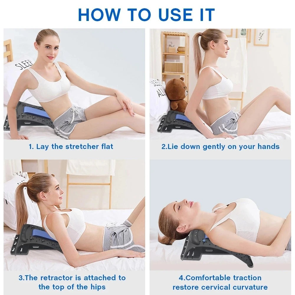 Premium 4-Level Neck Stretcher with Massage Apparatus – Magnetotherapy and Back Stretch Massager for Lumbar and Cervical Spine Support, Pain Relief, Adjustable Ergonomic Design for Neck and Upper Back