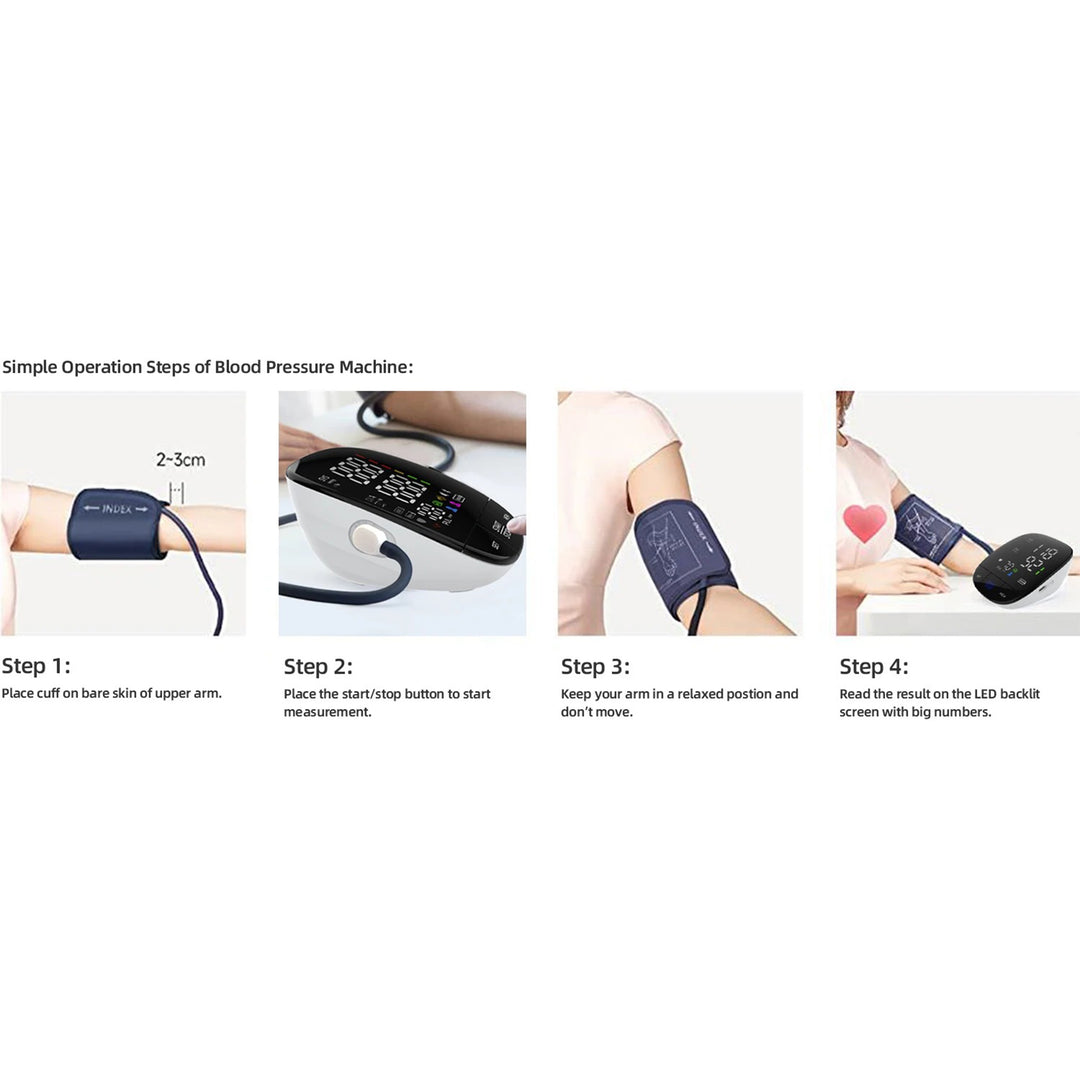 Premium Automatic Upper Arm Blood Pressure Monitor – LED Backlit Screen, 2X120 Memory Groups, Adjustable BP Cuff, Electronic Digital Blood Pressure Machine