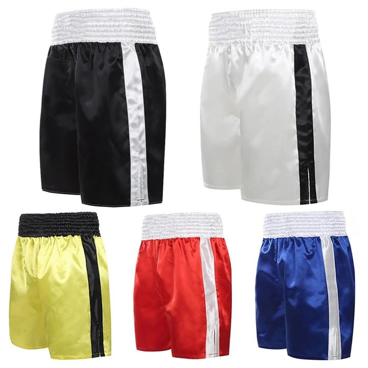 High Quality Muay Thai Fight Shorts – Unisex Kickboxing & MMA Training Pants for Men, Women, Kids, Competition & Grappling Gear with Embroidery, Adjustable Waistband, Satin Polyester, Sanda Martial Arts Clothes