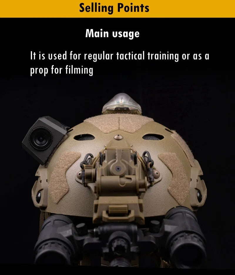 High-Quality Tactical Helmet Camera Model - Hook and Loop Fast Attachment, Prop for CS Game, Filming, Tactical Training, Durable Plastic, Black 8.9cm x 5.2cm x 4cm