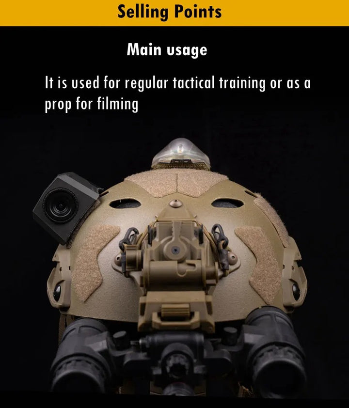 High-Quality Tactical Helmet Camera Model - Hook and Loop Fast Attachment, Prop for CS Game, Filming, Tactical Training, Durable Plastic, Black 8.9cm x 5.2cm x 4cm