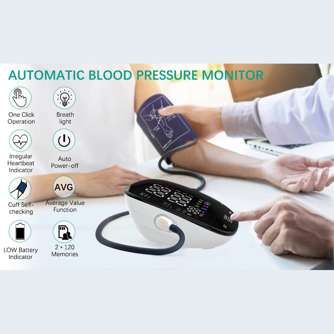 Premium Automatic Upper Arm Blood Pressure Monitor – LED Backlit Screen, 2X120 Memory Groups, Adjustable BP Cuff, Electronic Digital Blood Pressure Machine