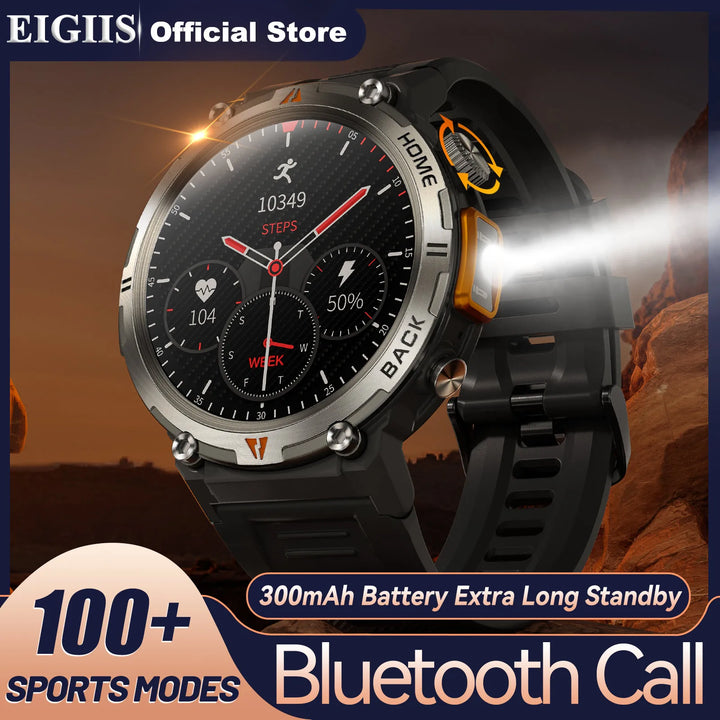 Premium Smartwatch für Herren, Bluetooth-Anruf, Voll-Touchscreen, Gesundheitsmonitor, IP68 wasserdicht, Fitness-Tracker, Taschenlampe, benutzerdefinierte Zifferblätter, iOS- und Android-kompatibel