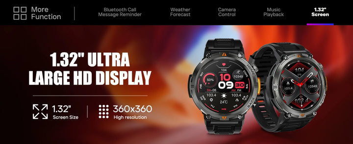 Premium Smartwatch für Herren, Bluetooth-Anruf, Voll-Touchscreen, Gesundheitsmonitor, IP68 wasserdicht, Fitness-Tracker, Taschenlampe, benutzerdefinierte Zifferblätter, iOS- und Android-kompatibel