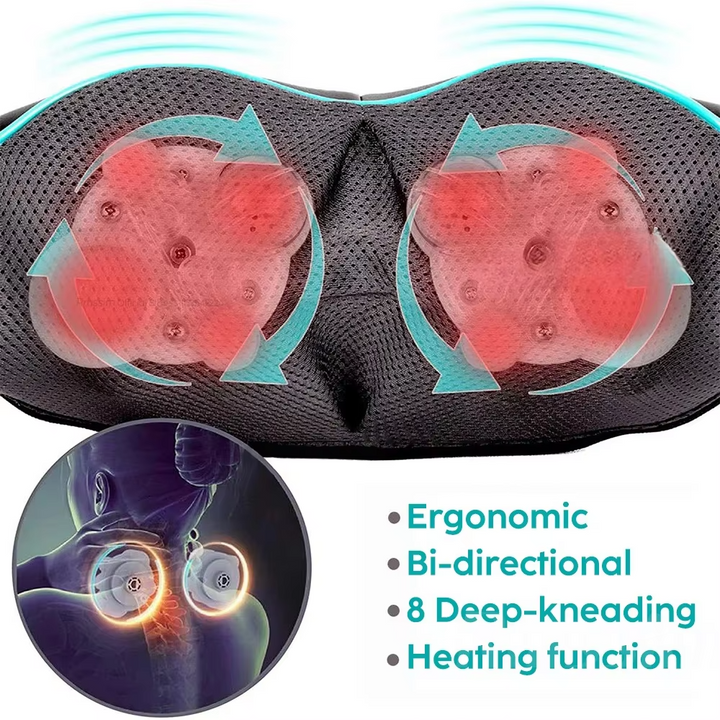 Luxury Shiatsu Neck, Back & Shoulder Massager with Heat, 4D Deep Kneading for Full Body Muscle Relief, Electric Massage Pillow for Legs & Tissue Stress