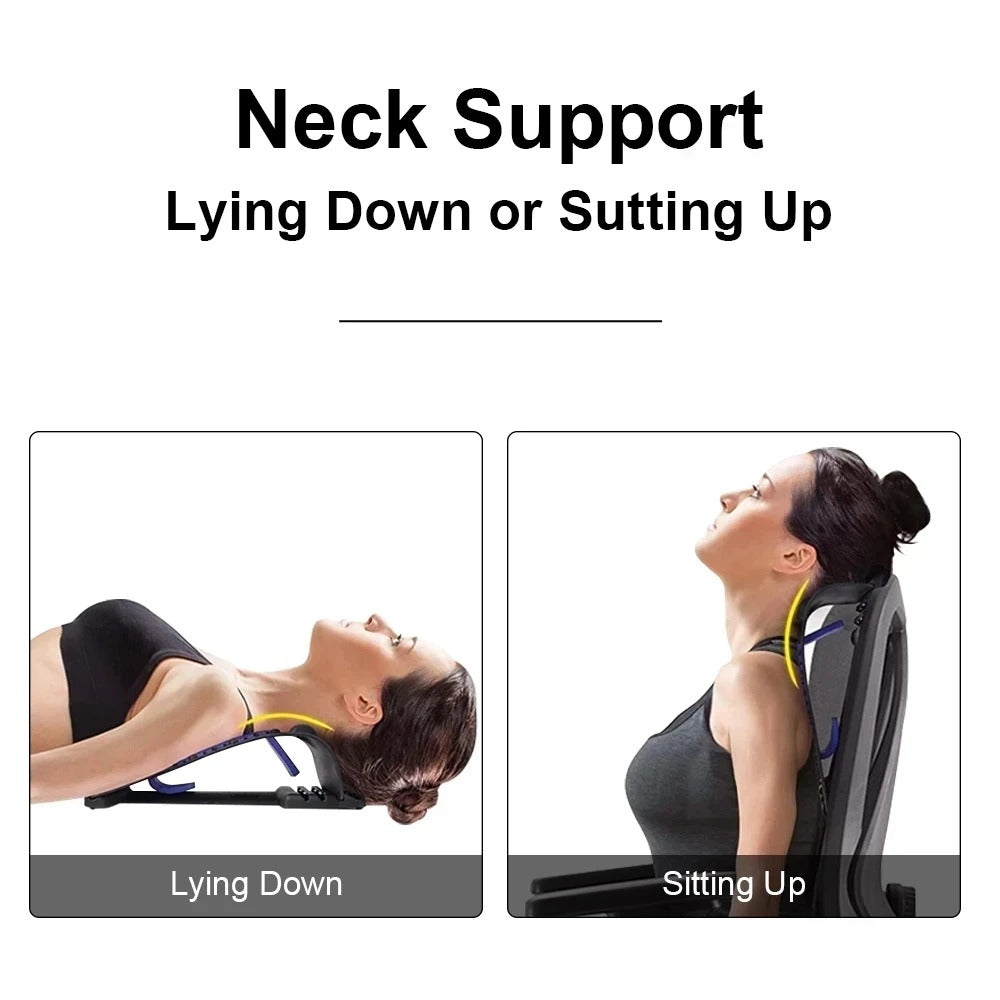 Premium 4-Level Neck Stretcher with Massage Apparatus – Magnetotherapy and Back Stretch Massager for Lumbar and Cervical Spine Support, Pain Relief, Adjustable Ergonomic Design for Neck and Upper Back