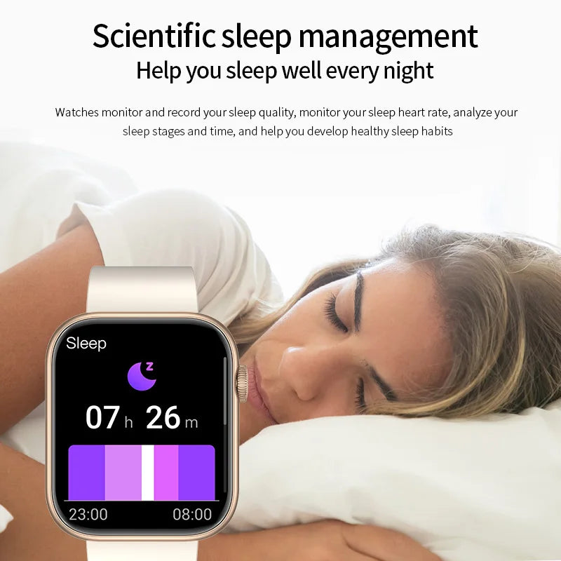 Premium Smartwatch - Wireless Charging, Bluetooth Calls, Fitness Tracker, Custom Watch Faces, Heart Rate Monitoring, Sleep Tracking, Waterproof, Men & Women