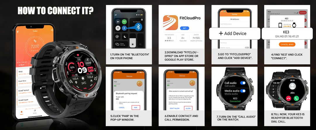Premium Smartwatch für Herren, Bluetooth-Anruf, Voll-Touchscreen, Gesundheitsmonitor, IP68 wasserdicht, Fitness-Tracker, Taschenlampe, benutzerdefinierte Zifferblätter, iOS- und Android-kompatibel