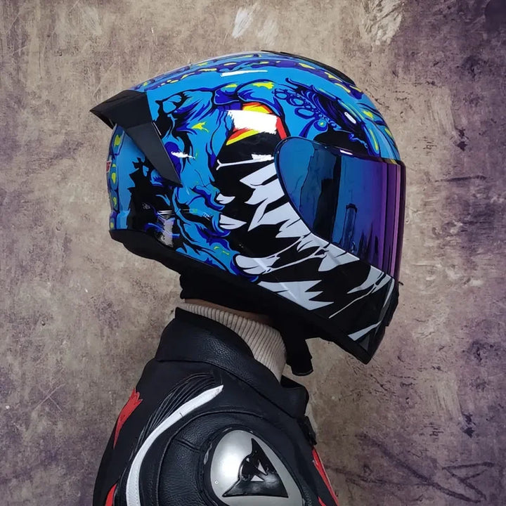 Premium Full Face Racing Motorcycle Helmet – Winter Warm Double Visor, Motorbike Sports Helmet, Adjustable Ventilation