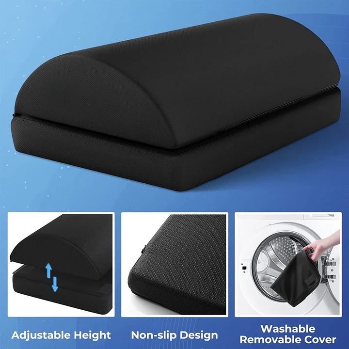 Premium Adjustable Memory Foam Under Desk Foot Rest for Office Chair & Gaming, Ergonomic Support for Back, Hip, Knee, 