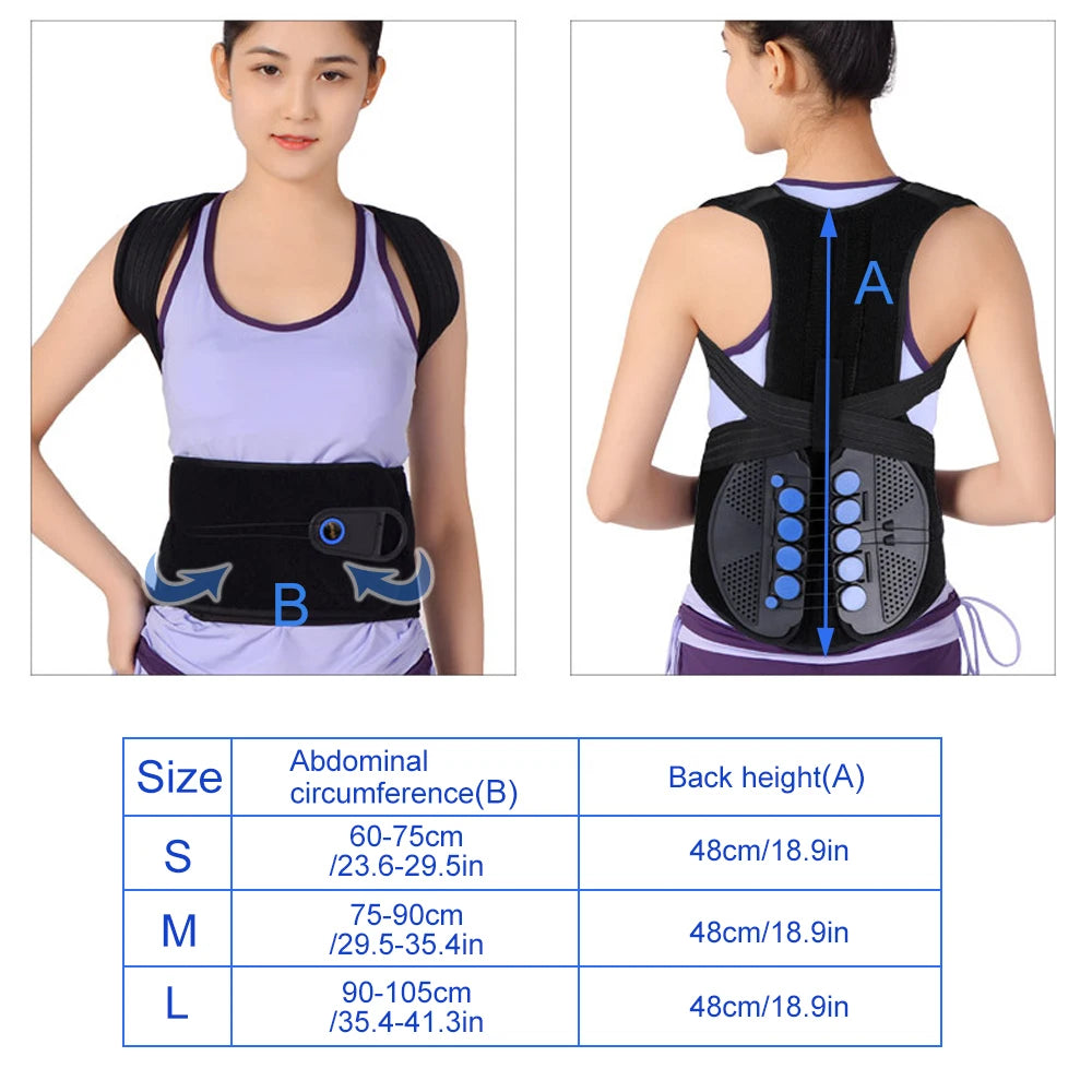 Premium TLSO Thoracic Full Back Brace for Kyphosis & Osteoporosis Relief, Adjustable Compression Support for Spinal Fractures