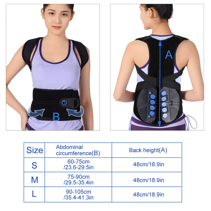 Premium TLSO Thoracic Full Back Brace for Kyphosis & Osteoporosis Relief, Adjustable Compression Support for Spinal Fractures