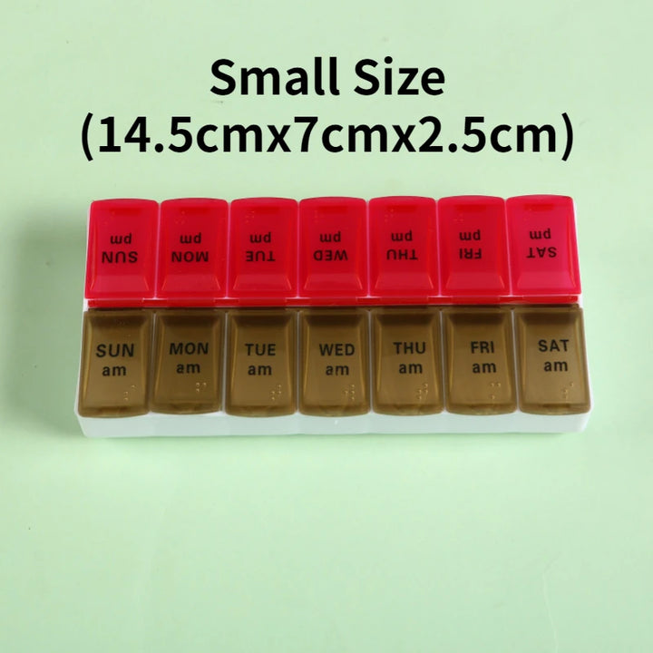 Premium Weekly Travel Pill Organizer – 7-Day 14-Grid Medicine Storage Box for Tablets, Vitamins, Fish Oils, and Supplements