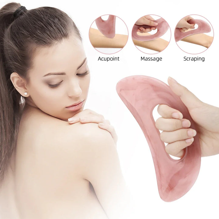 Premium Gua Sha Board Resin Massager Scraper for Face Neck Back Acupuncture Therapy - Yellow Green Beige - Massage Tool for 