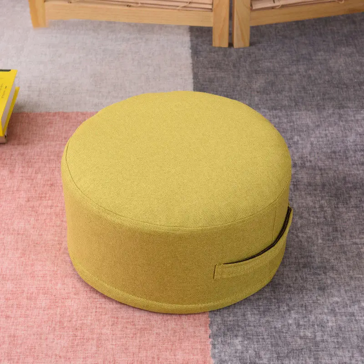 Premium Round High-Strength Sponge Seat Cushion – Comfortable Tatami Meditation & Yoga Pad – Removable Linen Cove