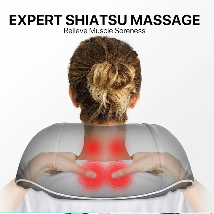 Luxury Shiatsu Neck, Back & Shoulder Massager with Heat, 4D Deep Kneading for Full Body Muscle Relief, Electric Massage Pillow for Legs & Tissue Stress