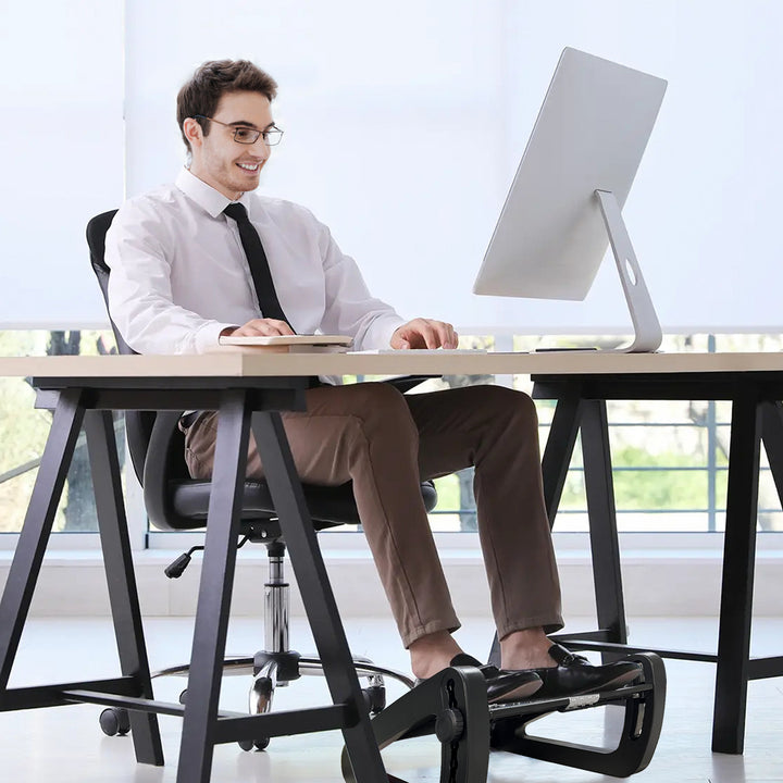 Premium Ergonomic Under Desk Footrest with Massage Surface, 6-Height Adjustable Foot Stool, Non-Slip Design for Office &  