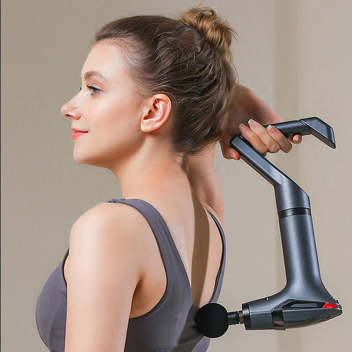 High-Quality Long-Handle Deep Tissue Massage Gun with 12-Speed Digital Display, Multifunctional Percussion Body Massager for Muscle Relaxation