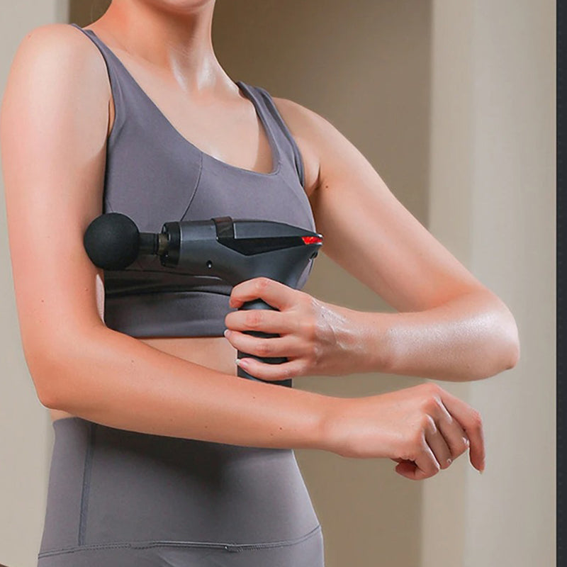 High-Quality Long-Handle Deep Tissue Massage Gun with 12-Speed Digital Display, Multifunctional Percussion Body Massager for Muscle Relaxation