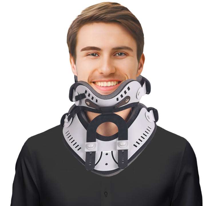 Premium Adjustable Neck Brace Support Orthosis for Pain Relief, Ergonomic Cervical Collar with 360° Sponge Wrap and Traction 