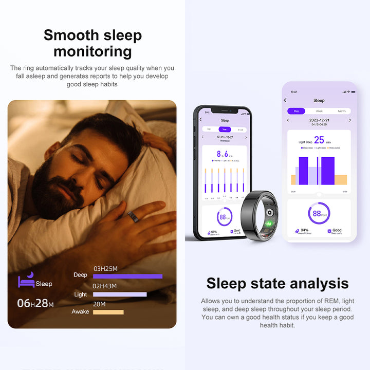 Premium Smart Ring for Health Monitoring – Military Grade Titanium, Waterproof IP68 & 3ATM, Multi-Sport Modes, Heart Rate &