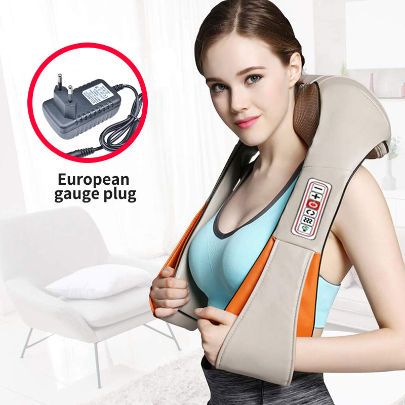 Luxury Wireless Neck and Back Massager for Cervical Relaxation and Trapezius Relief | Kneading Massage Shawl for Targeted 