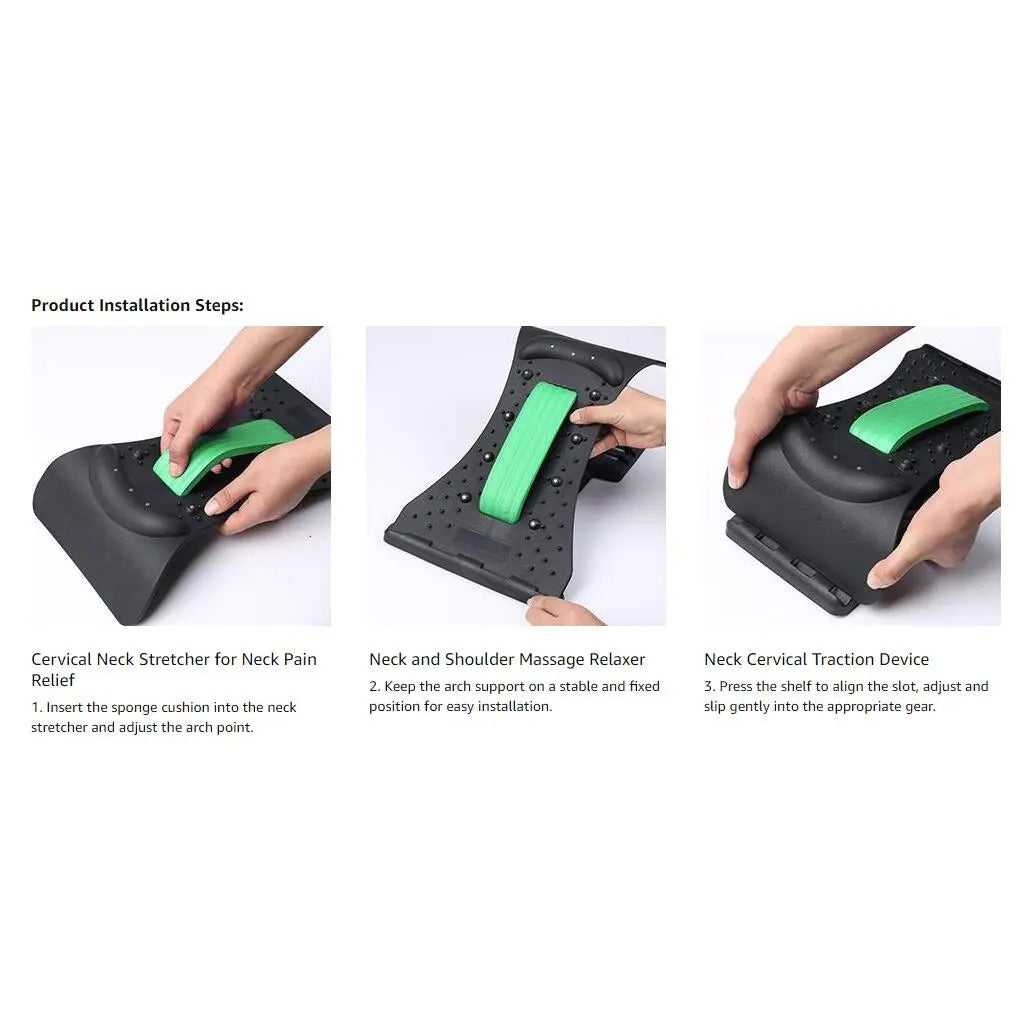 Premium 4-Level Neck Stretcher with Massage Apparatus – Magnetotherapy and Back Stretch Massager for Lumbar and Cervical Spine Support, Pain Relief, Adjustable Ergonomic Design for Neck and Upper Back